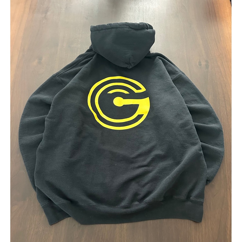 Port & Company Core Fleece Hoodie Mens XL Black Yellow Graphic Sweatshirt